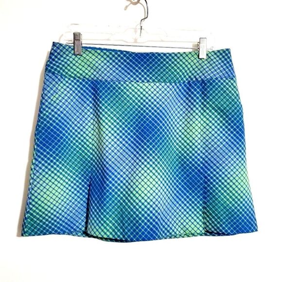 NIKE GOLF NWT Dri Fit Skirt Blue & Green Print Size 10 - Picture 1 of 11
